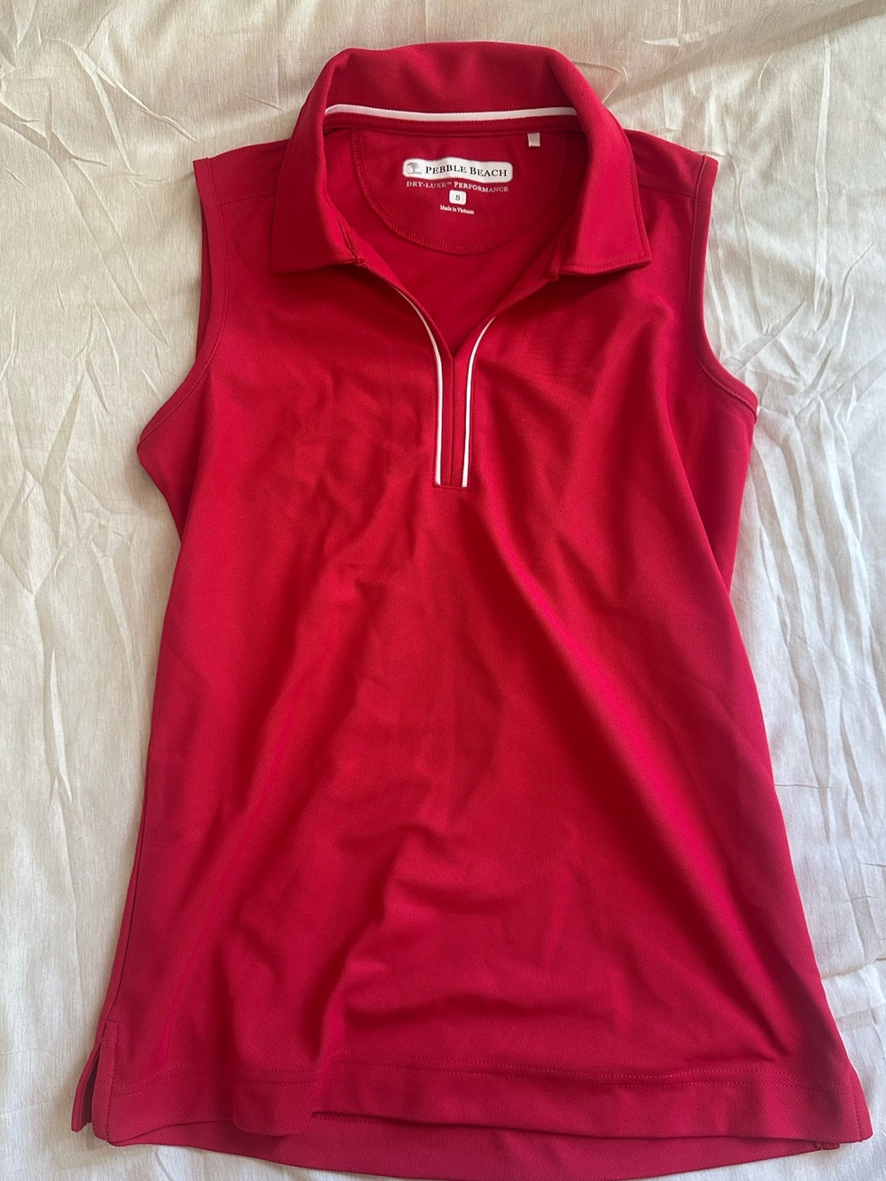 Pebble Beach Women's Bright Red Sleeveless Zip Polo
